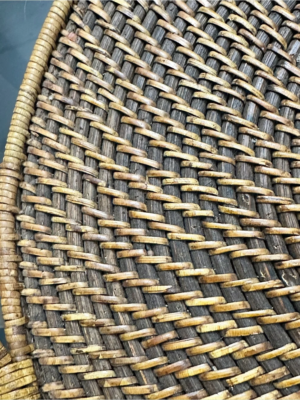 Vintage Pampered Chef Woven Selections Wicker Rattan 17” Round Serving Tray